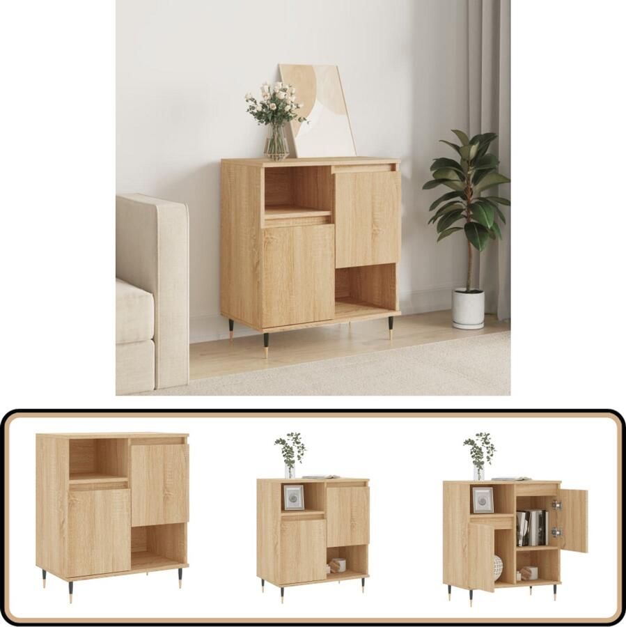 VidaXL Dressoir Sonoma Eiken 60x35x70 cm Dressoir Salontafel Houten Kast Opbergkast Sonomane Eiken