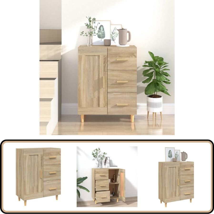 VidaXL Dressoir Sonoma Eiken 69 5x34x90 cm Bijzetkast Dressoir Salontafel Houten Kast Sonomakleur