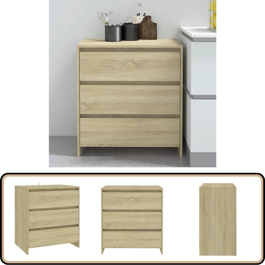 VidaXL Dressoir Sonoma Eiken 70x41x75 cm Dressoir Bijzettafel Salontafel Opbergkast Kastje - Foto 2