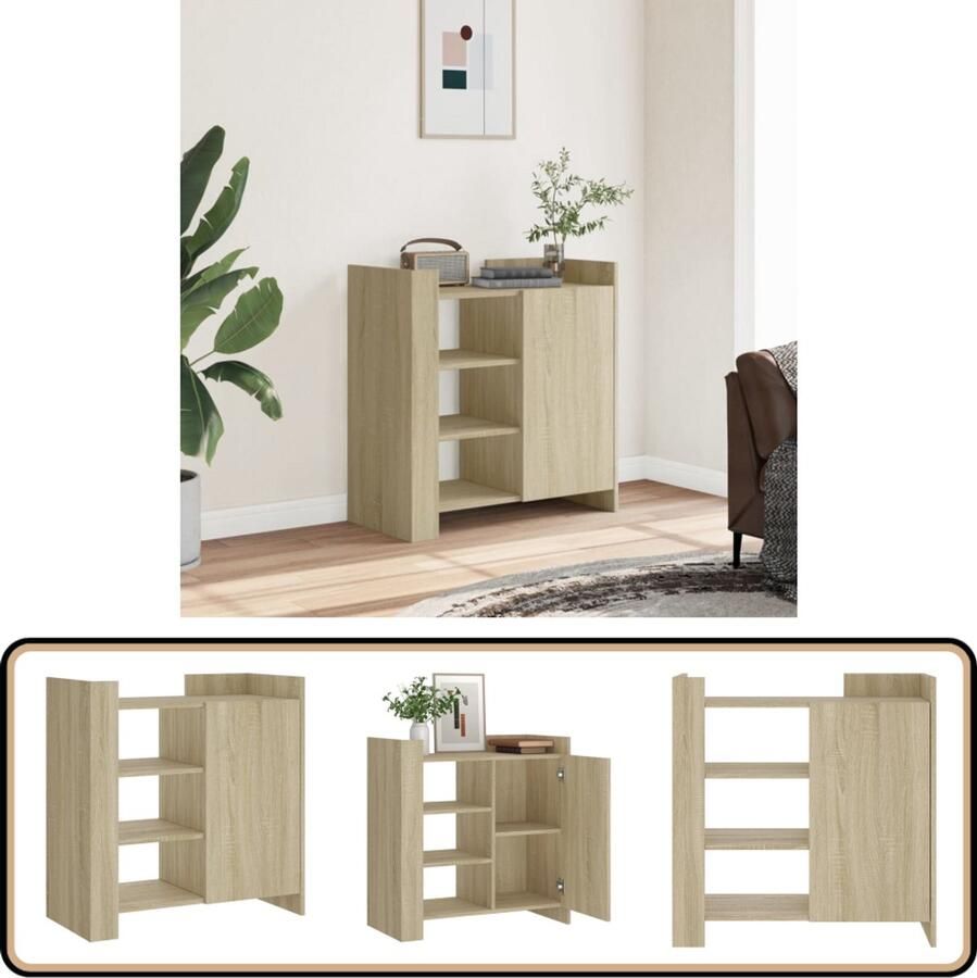 VidaXL Dressoir Sonoma Eiken 73 5x35x75 cm Dressoir Houten Dressoir Salontafel Eikenhouten Dressoir Vintage Dressoir - Foto 2
