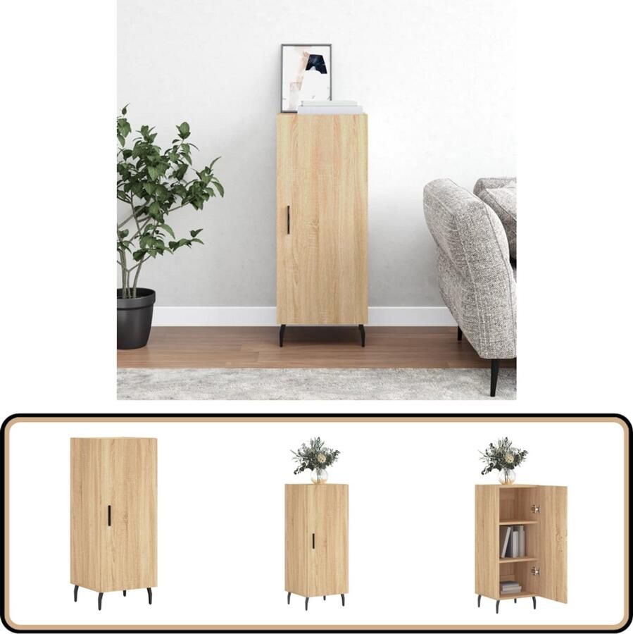 VidaXL Dressoir Sonoma Eiken 90 cm Hout en Metaal Dressoir Bijzettafel Salontafel Houten Dressoir Sonomapine