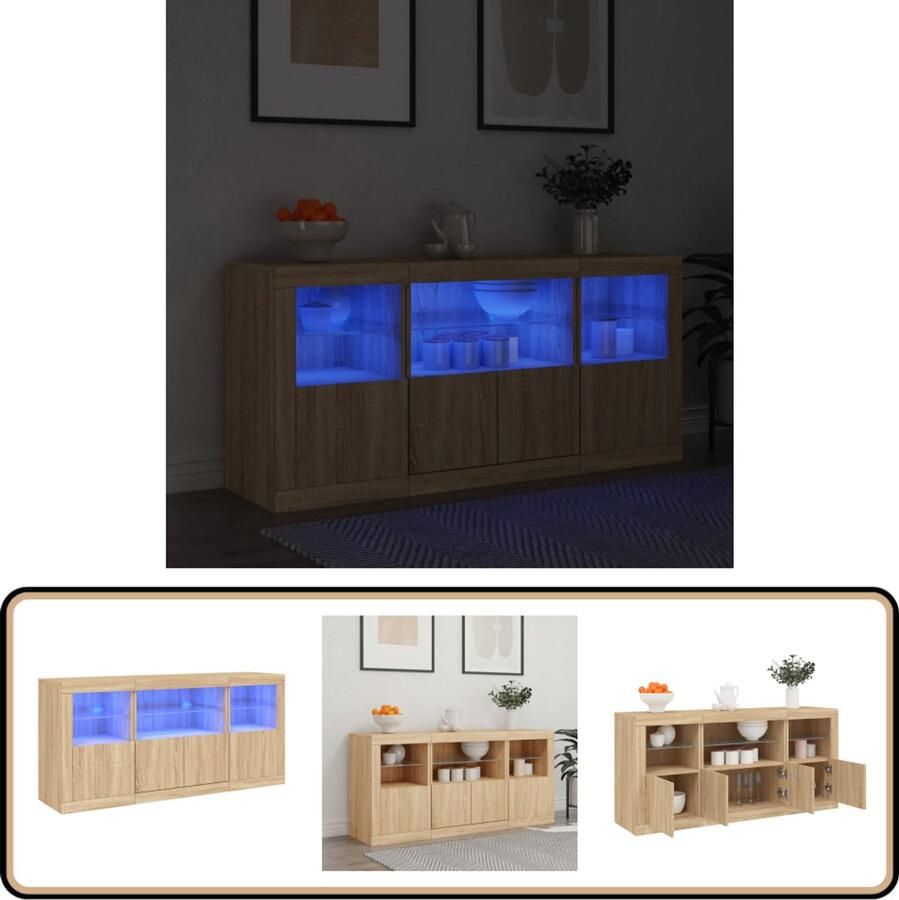 VidaXL Dressoir Sonoma Eiken Met LED 142 5x37x67 cm Dressoir Modern Dressoir Led Dressoir Rgb Led Salontafel - Foto 2