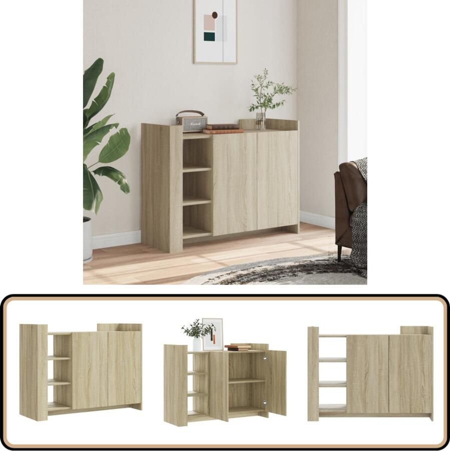 VidaXL Dressoir Sonoma Eikenkleur 100x35x75 cm Dressoir Houten Dressoir Salontafel Tv Tafel Opbergkast - Foto 2