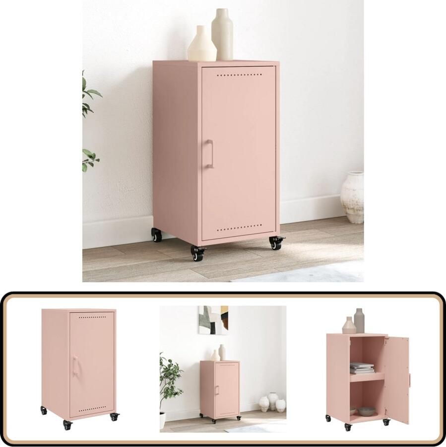 VidaXL Dressoir Staal 36x39x72 cm Roze Dressoir Rosetinten Meubilair Opbergmeubels Salontafel - Foto 2