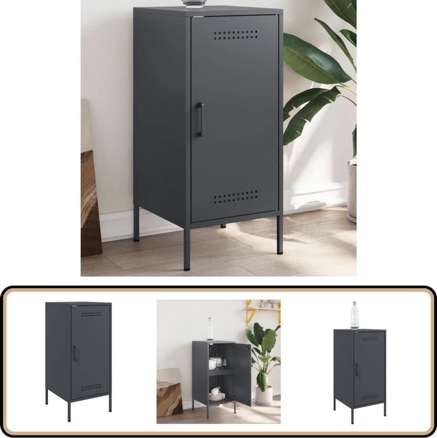 VidaXL Dressoir Staal Antraciet 36x39x79 cm Dressoir Industrieel Design Staaldraad Opbergkast Salontafel - Foto 2