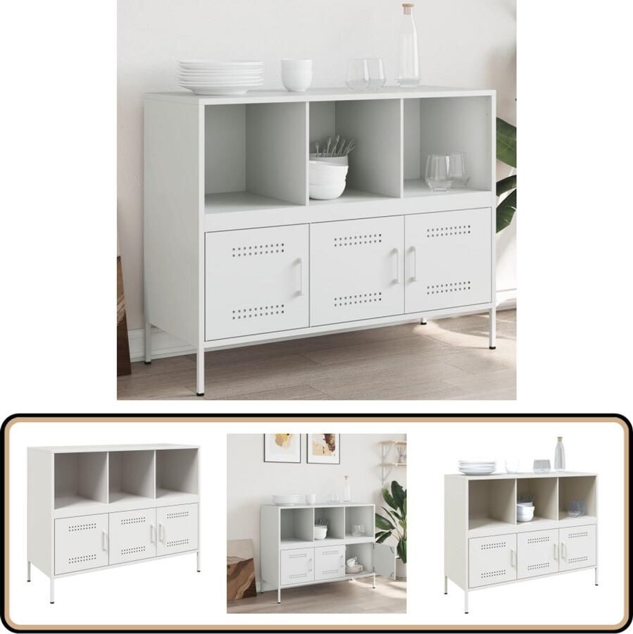 VidaXL Dressoir staal wit 100 5x39x79 cm Industriele Dressoir Industrieel Meubel Staaldressing Salontafel Tv Tafel - Foto 2