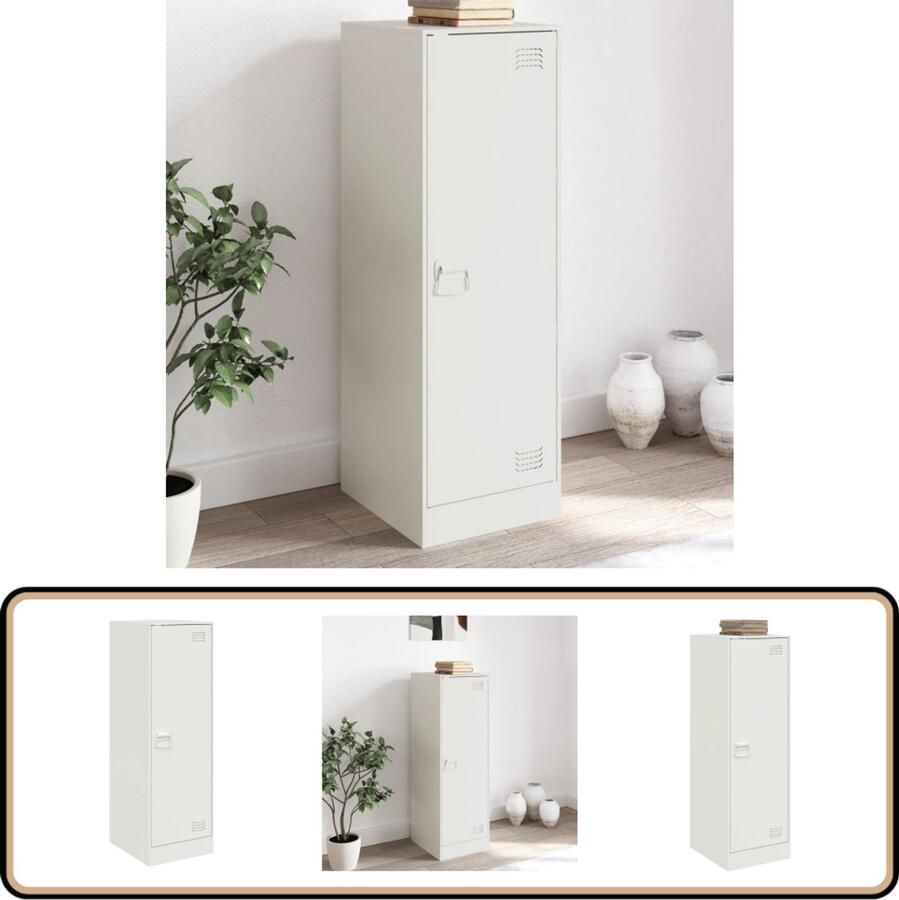 VidaXL Dressoir Staal Wit 3 Vakken 107 cm Hoog Televisiekast Tv Stand Metalen Kast Opbergkast Salontafel