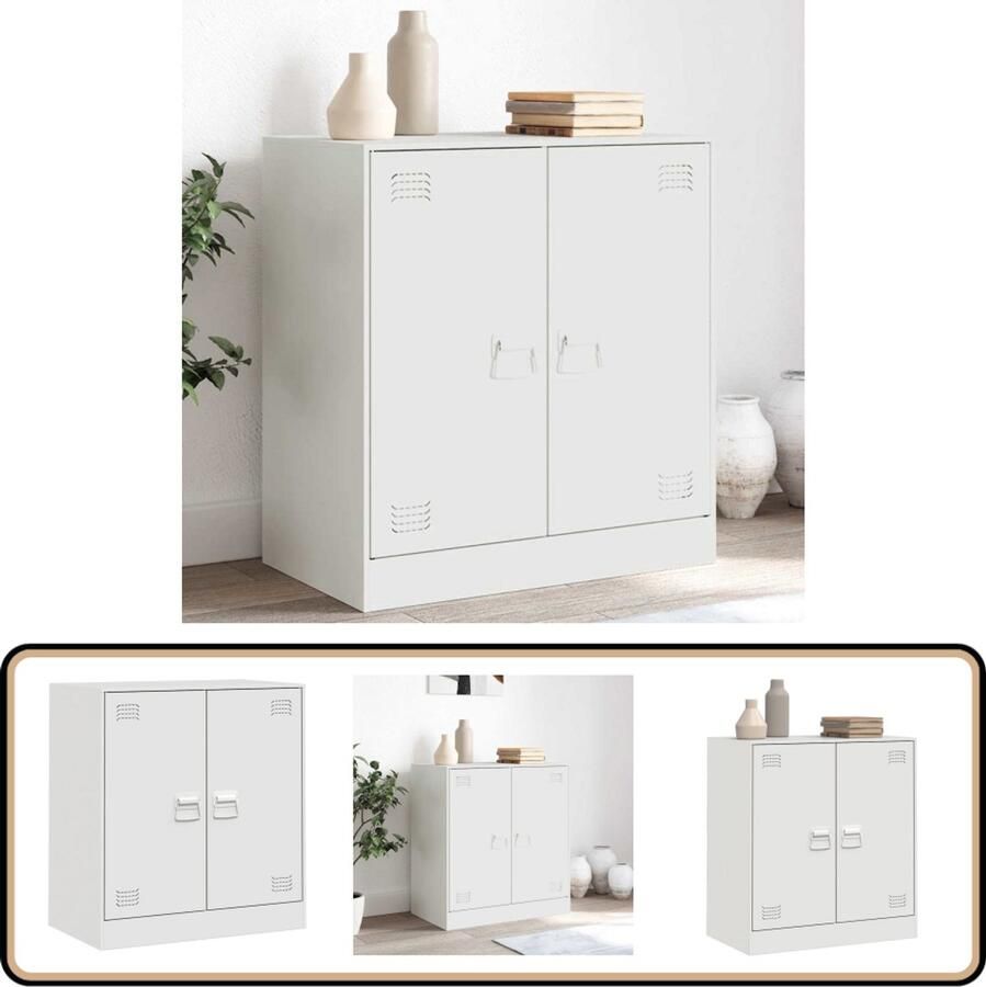 VidaXL Dressoir Staal Wit 67x39x73 cm Tv-kast Tv Stand Mediacafe Salontafel Opbergkast