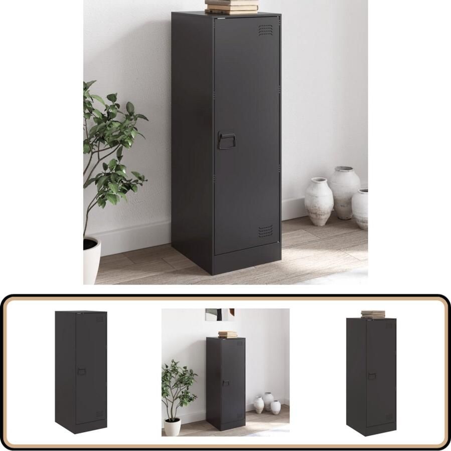 The Living Store Dressoir 34 5x39x107 cm staal zwart Televisiescherm Tv Stand Industriële Kast Metalen Kast Opbergkast - Foto 2