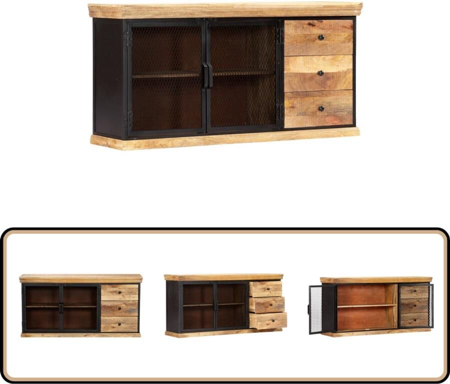 VidaXL Dressoir van Mangohout met Industriële Look Dressoir Vintage Dressoir Mangohout Dressoir Salontafel TV-meubel - Foto 3