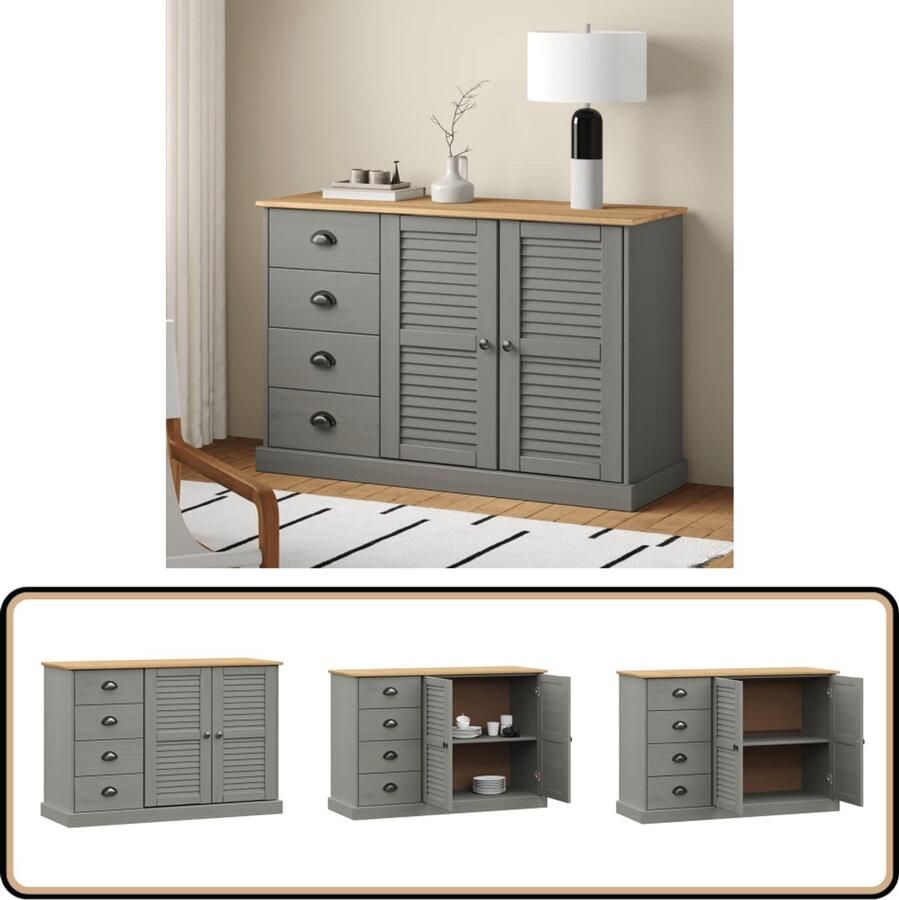 VidaXL Dressoir VIGO 113x40x75 cm Massief Grenen Dressoir Opbergkast Grenoble Hout Vintage Dresser Landelijke Stijl - Foto 2