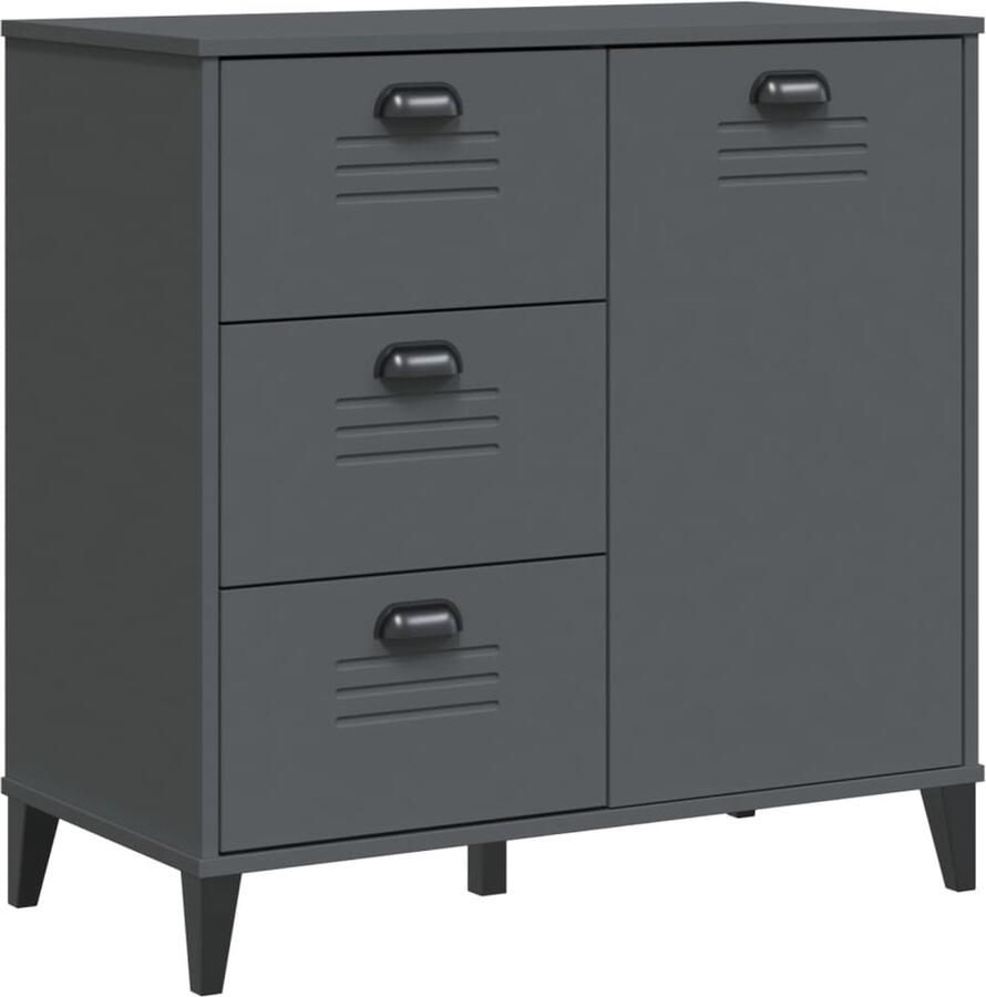 VidaXL Dressoir VIKEN 80x40x80 cm Antracietgrijs Dressoir Bufftkast Industriële Stijl Houten Kast Antraciet Grijs