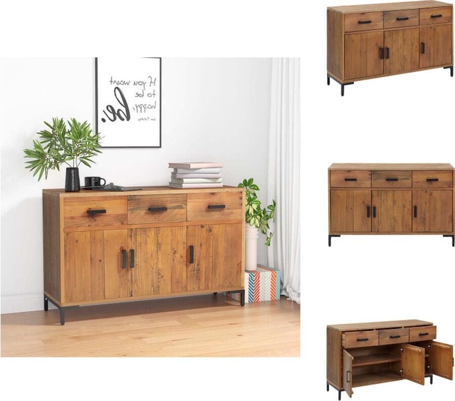 VidaXL Dressoir Dressoirs Kast Wandkast Dressoir 110x35x70 cm gerecycled massief grenenhout bruin - Foto 3