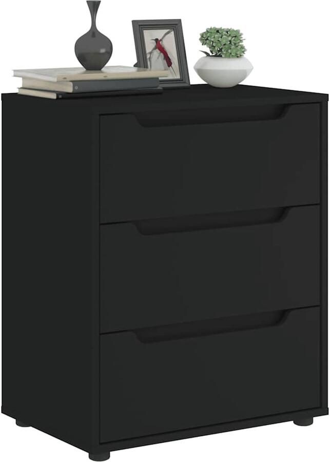 VidaXL Dressoir 3 lades Zwart Bewerkt hout Dressoir Dressoirs -opbergkast Buffet - Foto 2