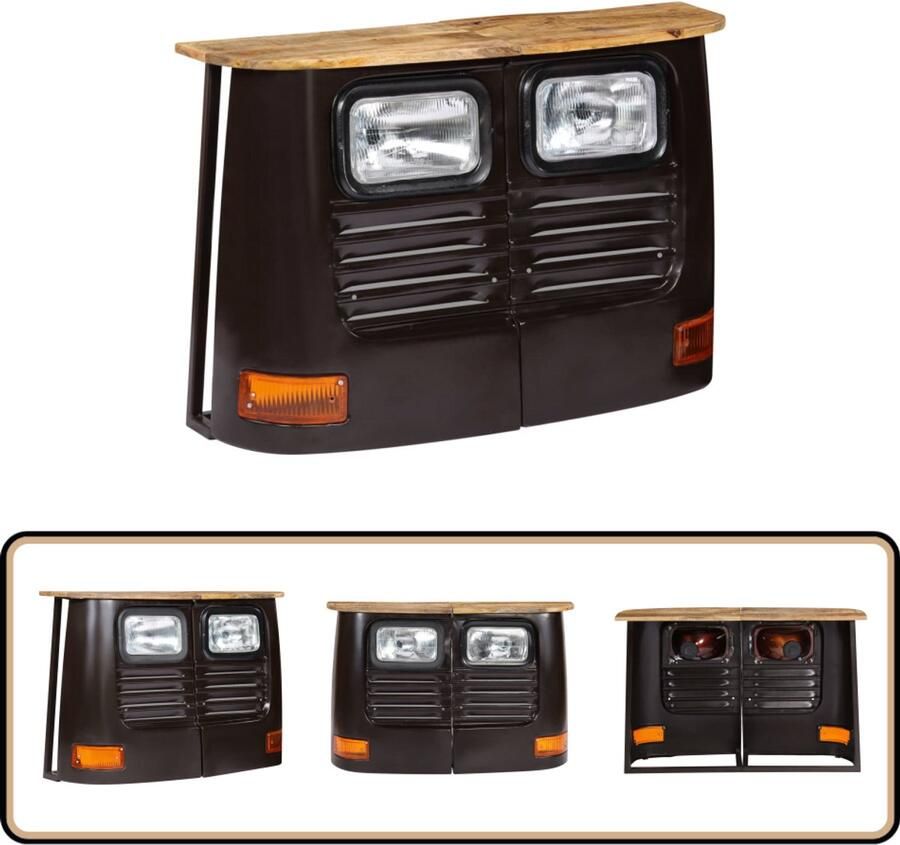 VidaXL Dressoir Mangohout Donkergrijs 108x30x72cm Dressoir Industrieel Design Vintage Meubels Mangohout Donkere Kleuren