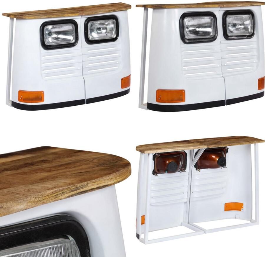 VidaXL Dressoir vrachtwagen massief mangohout wit Dressoir Dressoirs Kast Kasten