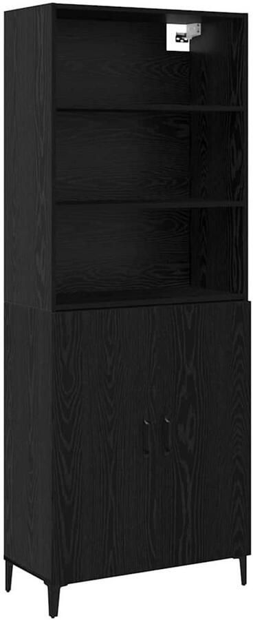 VidaXL Dressoir 2 pcs Zwart Eiken 69.5 x 32.5 x 180 cm Bewerkt hout