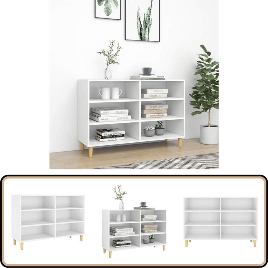 The Living Store Dressoir 103 5x35x70 cm bewerkt hout wit Dressoir Scandinavisch Design Wit Dressoir Opbergkast Salontafel