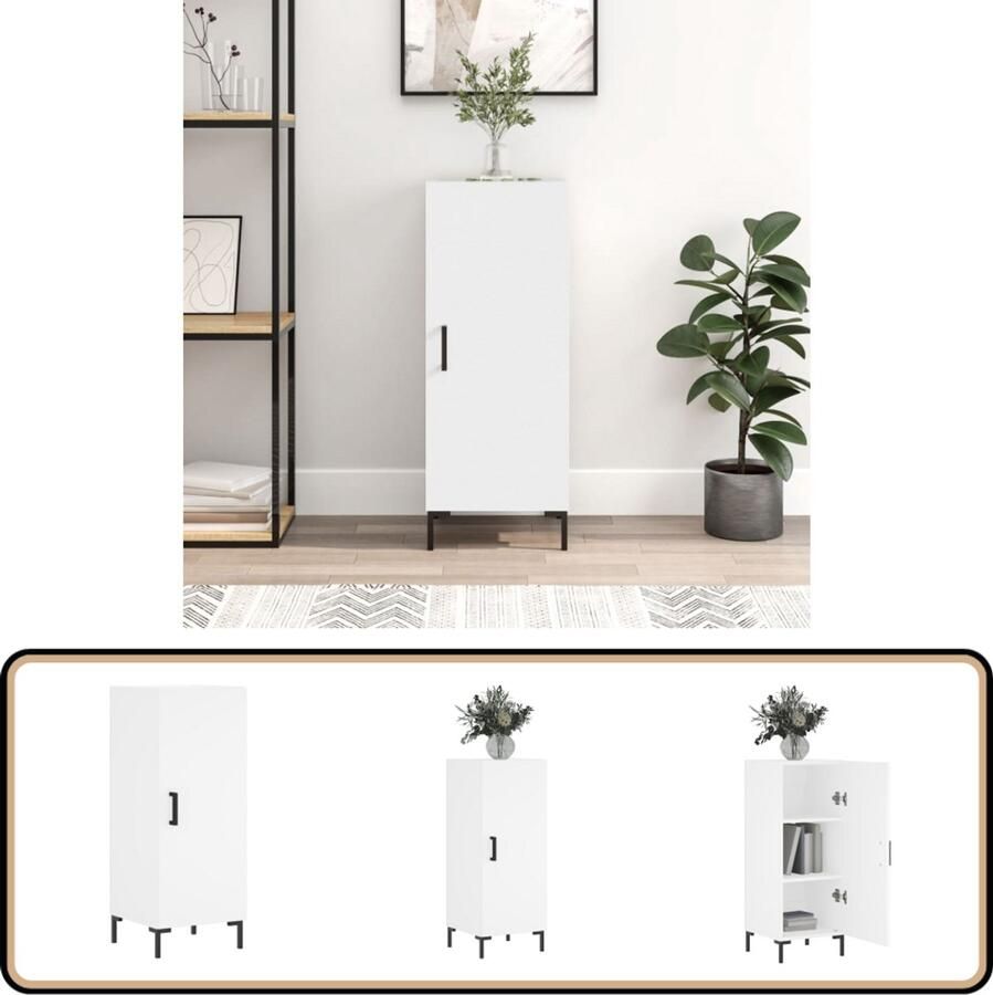 VidaXL Dressoir Wit 34 5x34x90 cm Bewerkt Hout Dressoir Bijzettafel Houten Dressoir Wit Dressoir Modern Dressoir