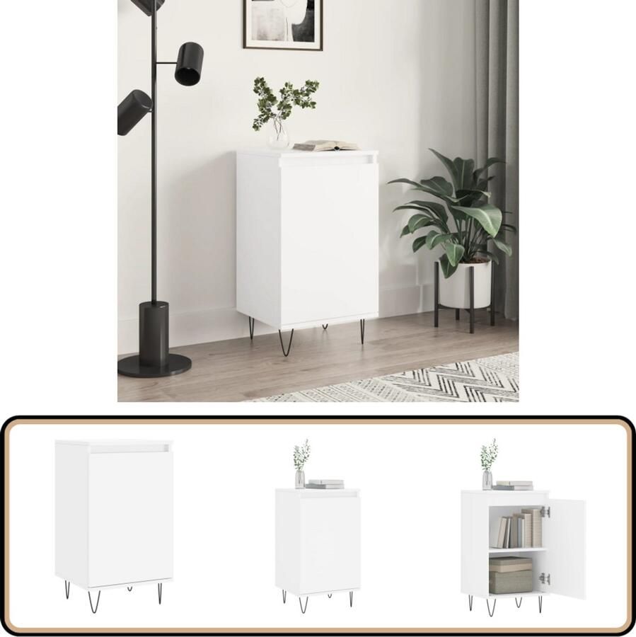 VidaXL Dressoir Wit 40x35x70 cm Bewerkt Hout Dressoir Commode Houten Dressoir Wit Dressoir Vintage Dressoir