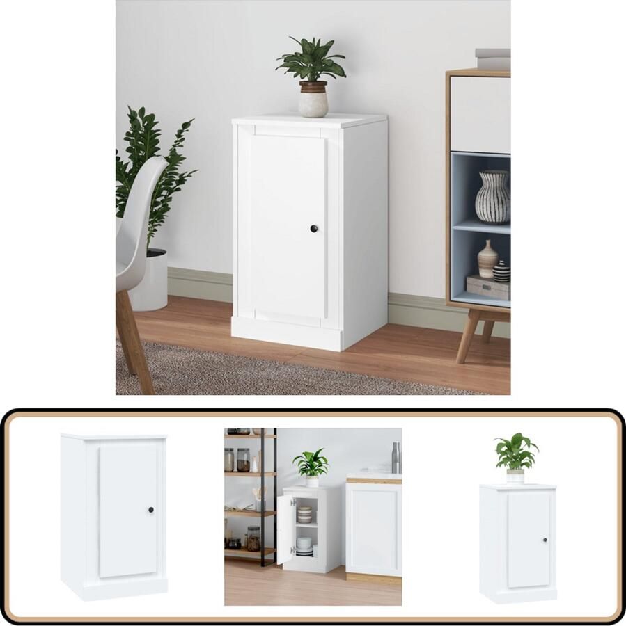 VidaXL Dressoir Wit Bewerkt Hout 37 5x35 5x67 5 cm Dressoir Bijzettafel Houten Dressoir Wit Dressoir Klassiek Dressoir - Foto 2