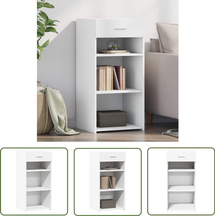 The Living Store Dressoir 45x42 5x93 cm bewerkt hout wit Dressoir Scandinavisch Design Houten Dressoir Witte Dressoir Opbergkast