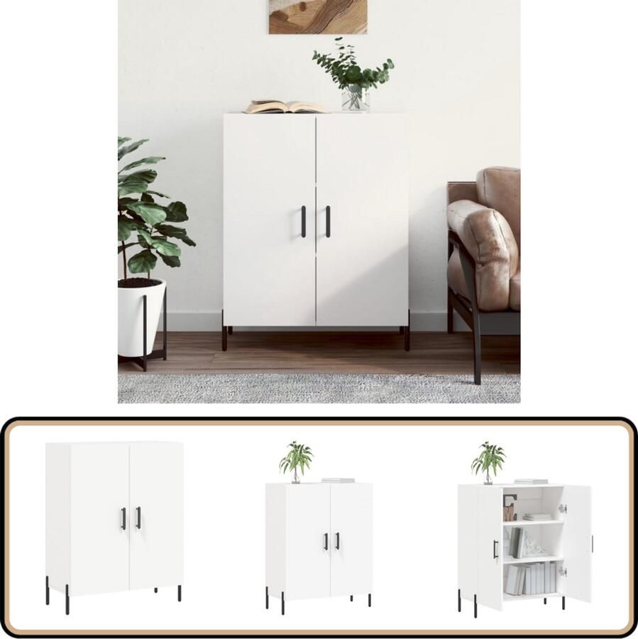 VidaXL Dressoir Wit Bewerkt Hout 69 5x34x90 cm Dressoir Vintage Dressoir Houten Dressoir Witte Dressoir Salontafel