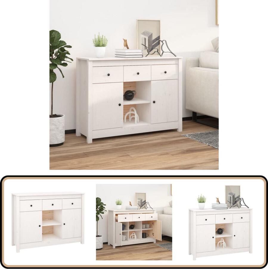 VidaXL Dressoir Wit Grenenhout 100x35x74 5 cm Dressoir Houten Dressoir Grenenhout Dressoir Wit Dressoir Salontafel - Foto 2