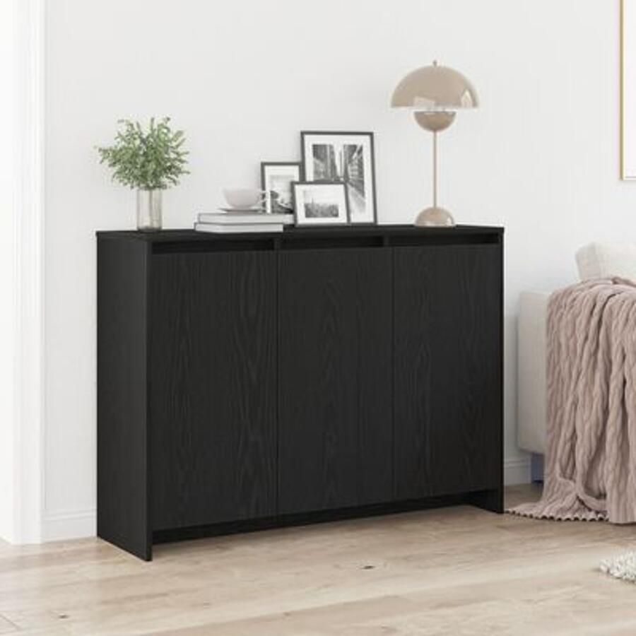 VidaXL Dressoir Zwart Eiken Engineered Hout Middelgroot Opslag