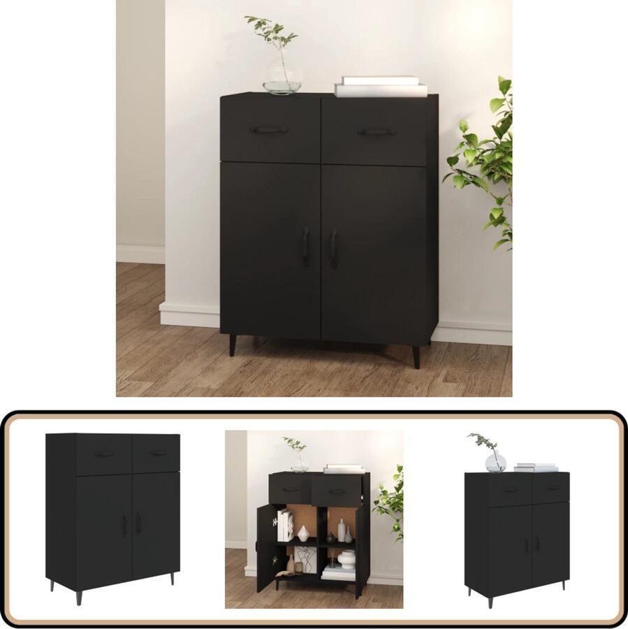 VidaXL Dressoir 69 5x34x90 cm bewerkt hout zwart Dressoir Houten Dressoir Black Dresser Vintage Dressoir Salontafel