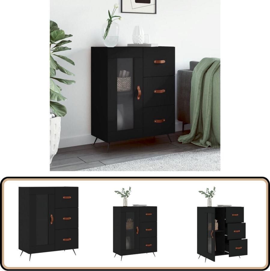VidaXL Dressoir Zwart 69 5x34x90 cm Dressoir Landelijk Interieur Zwarte Dressoirs Houten Dressoir Vintage Dressoir