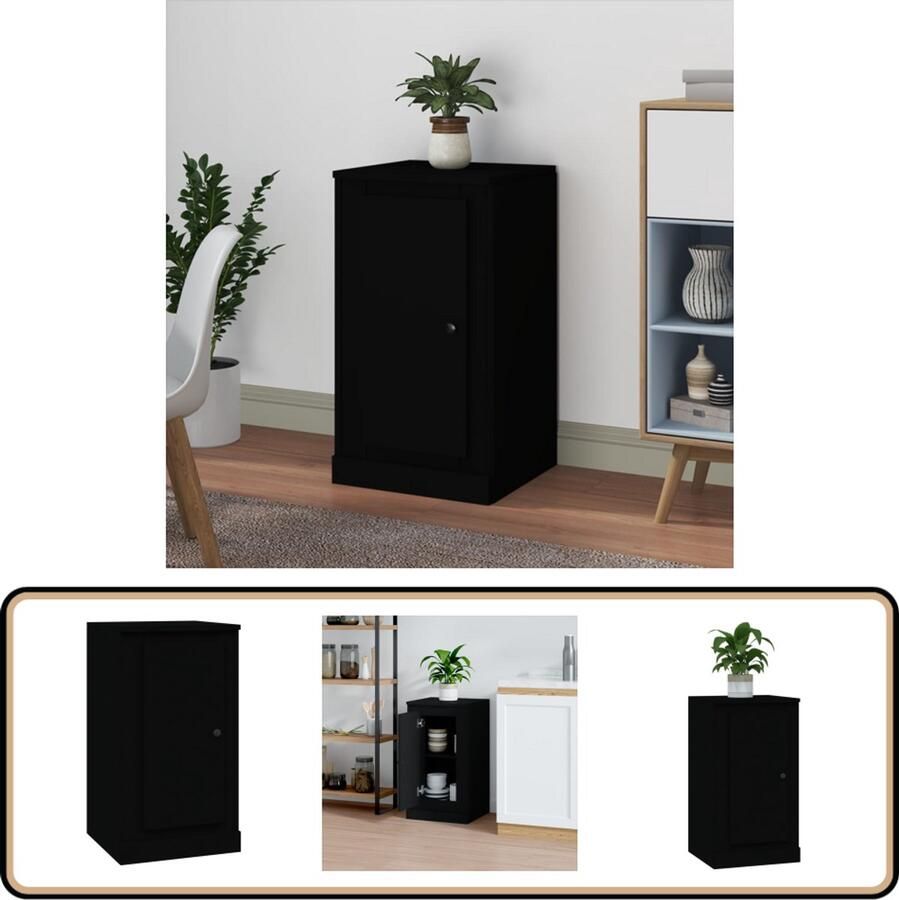 VidaXL Dressoir Zwart Bewerkt Hout 37 5x35 5x67 5 cm Dressoir Bijzettafel Houten Dressoir Zwart Dressoir Vintage Dressoir