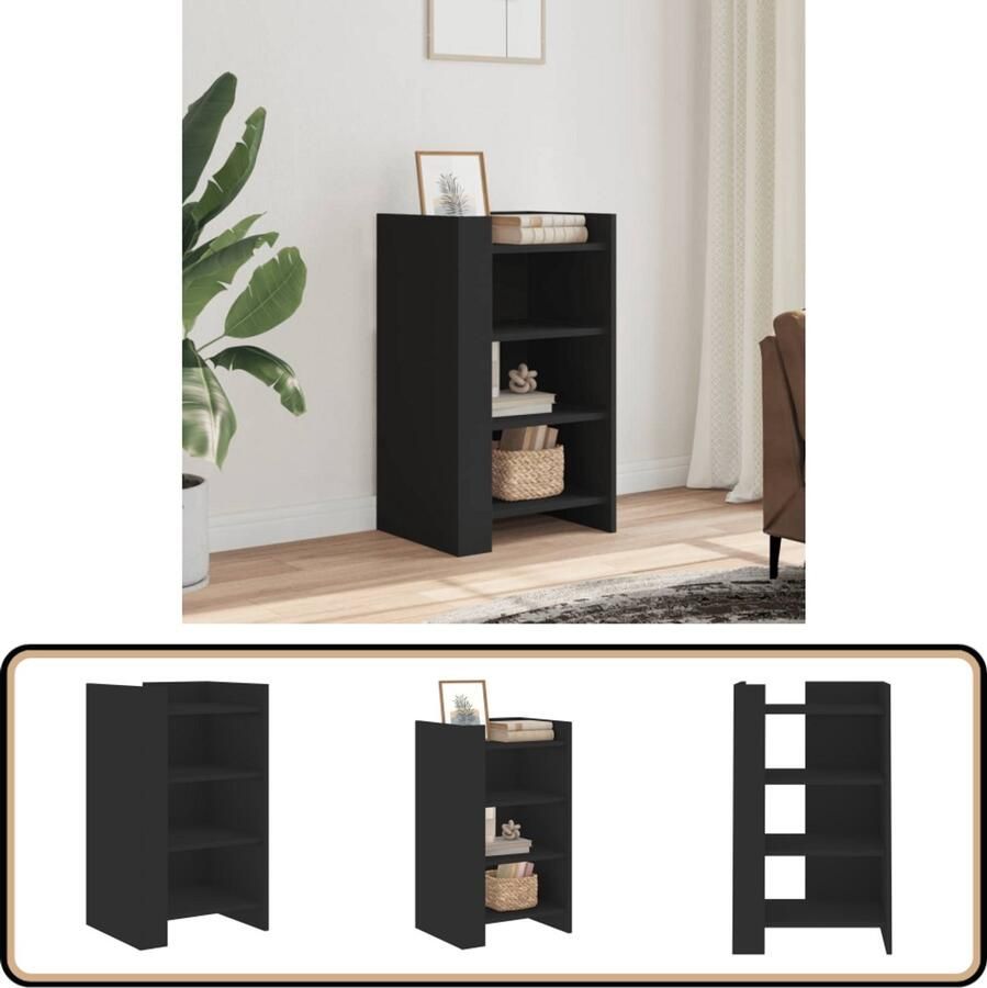 VidaXL Dressoir Zwart Bewerkt hout 45x35x75 cm Dressoir Houten Dressoir Zwart Dressoir Woonkamermeubilair Opbergkast