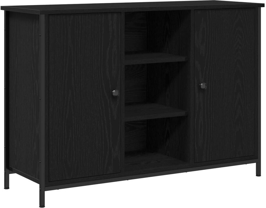 VidaXL Sideboard Zwart Eiken Gefabriceerd Hout Massief Eikenhout Groot - Foto 2