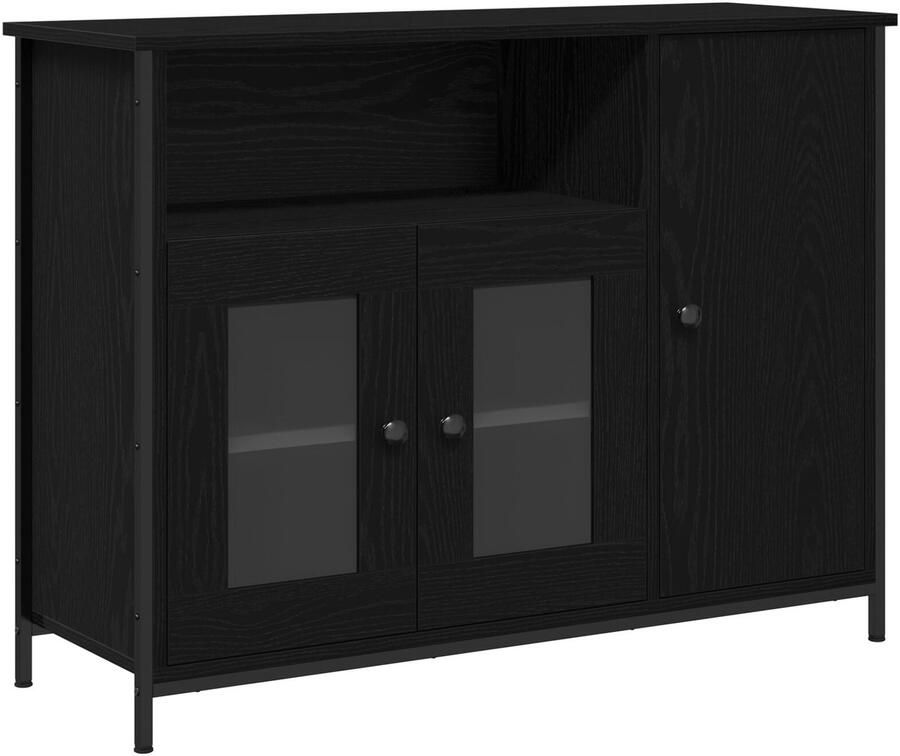 VidaXL Dressoir Zwart eiken Bewerkt hout Middelgroot Modieuze Dressoir