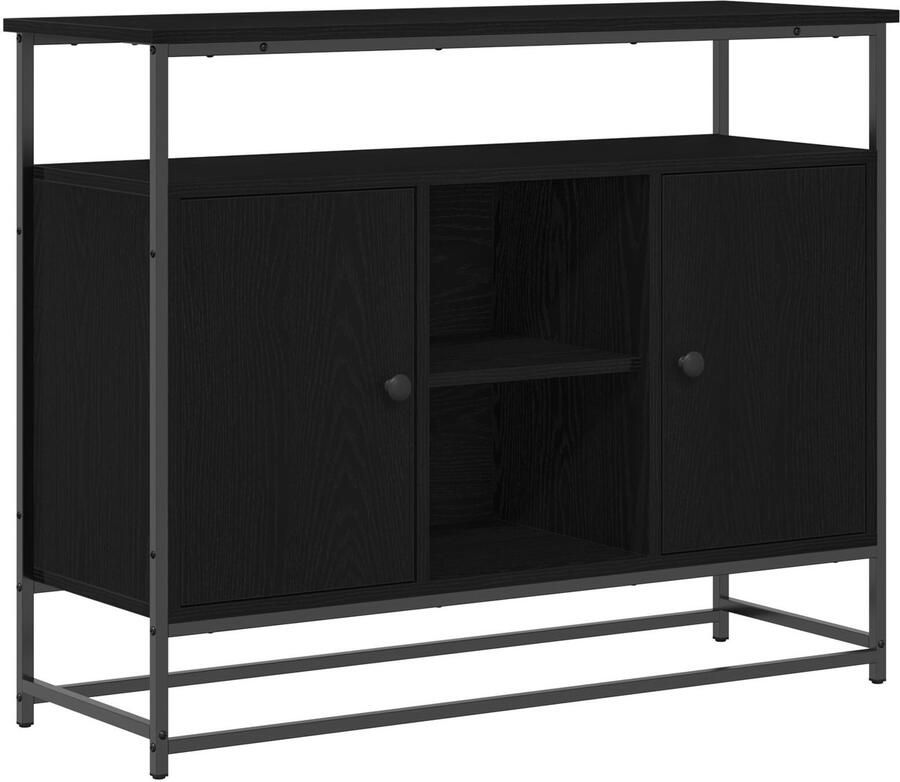 VidaXL Sideboard Zwart eiken Bewerkt hout Middelgroot Buffet Sideboard - Foto 2