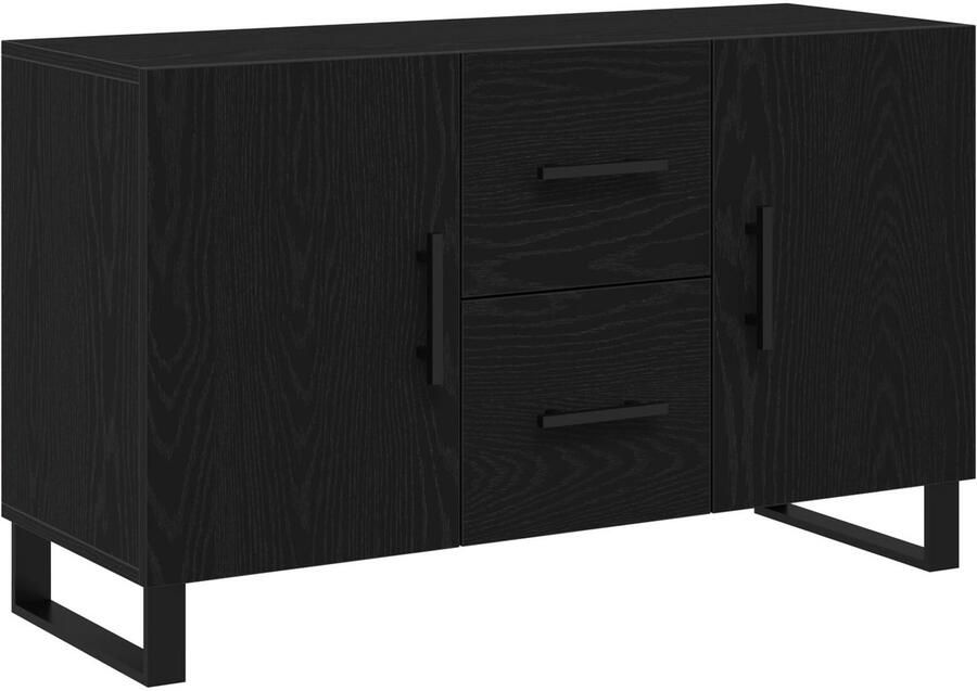 VidaXL Dressoir Zwart Eiken MDF met zwarte eiken afwerking Groot Opslag - Foto 2