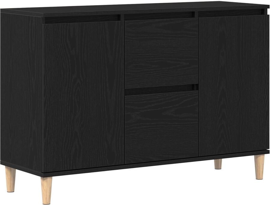 VidaXL Dressoir Zwart eiken Massief eikenhout 103.7x35x70 Opbergdressoir