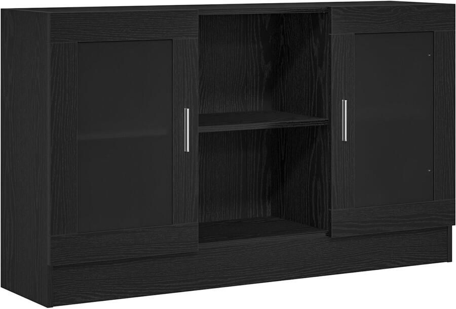 VidaXL Dressoir Zwart Eiken 120x30 5x70 cm Gemaakt van Engineered Hout - Foto 2