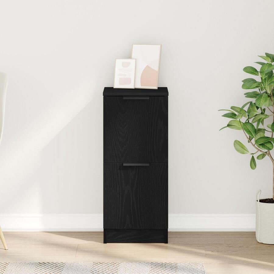 VidaXL Zwarte Eiken Dressoir 30x30x70 cm Gemaakt van Engineered Hout - Foto 2