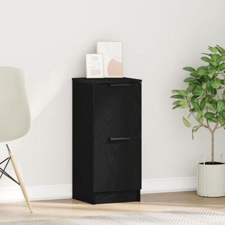 VidaXL Zwarte Eiken Dressoir 30x30x70 cm Gemaakt van Engineered Hout