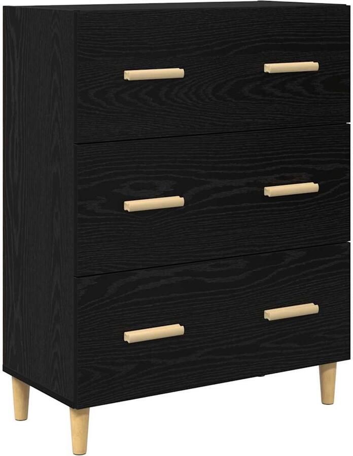 VidaXL Dressoir Zwart eiken 34 x 69.5 x 90 cm Bewerkt hout