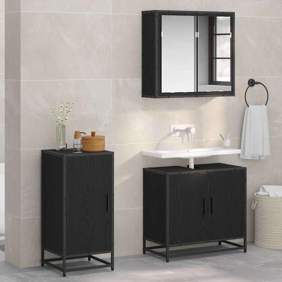 VidaXL Dressoir Zwart eiken 35 x 35.5 x 76 cm Bewerkt hout - Foto 2