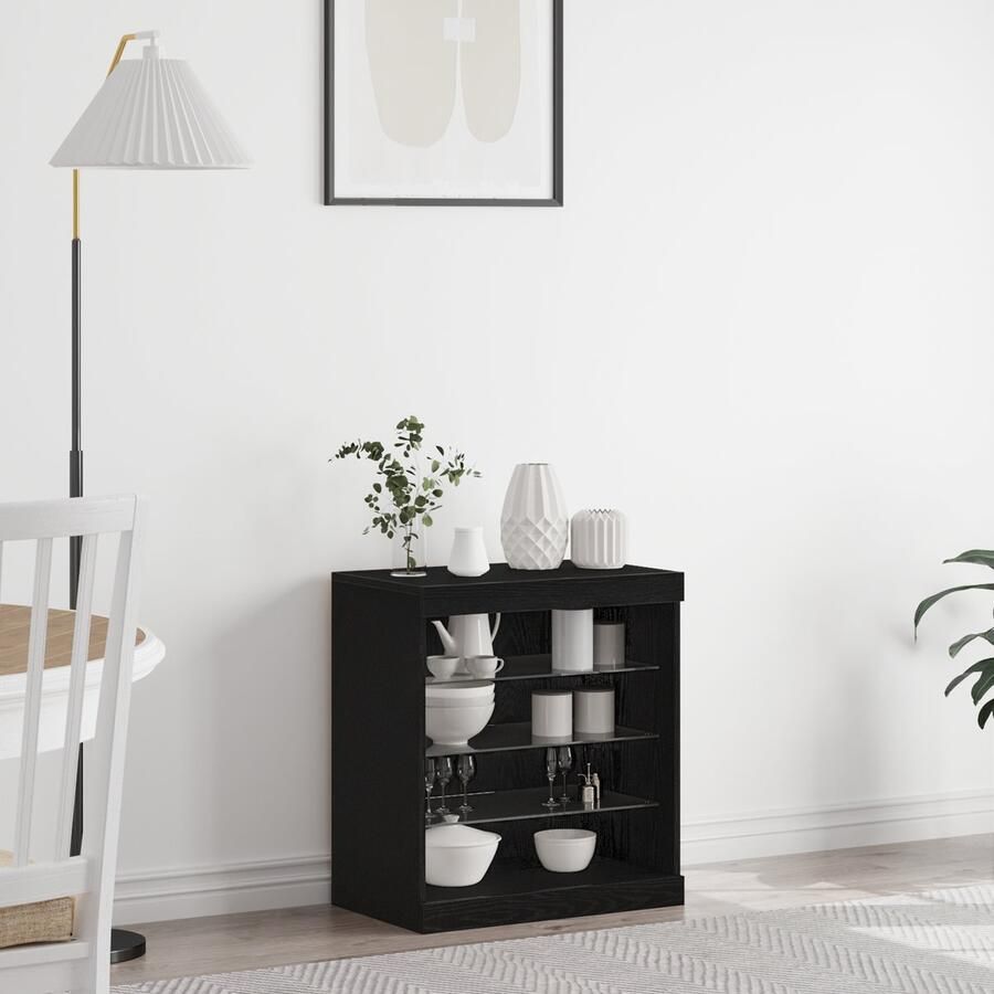 VidaXL Sideboard Zwart Eiken Matte Afwerking Gemiddeld Eigentijds