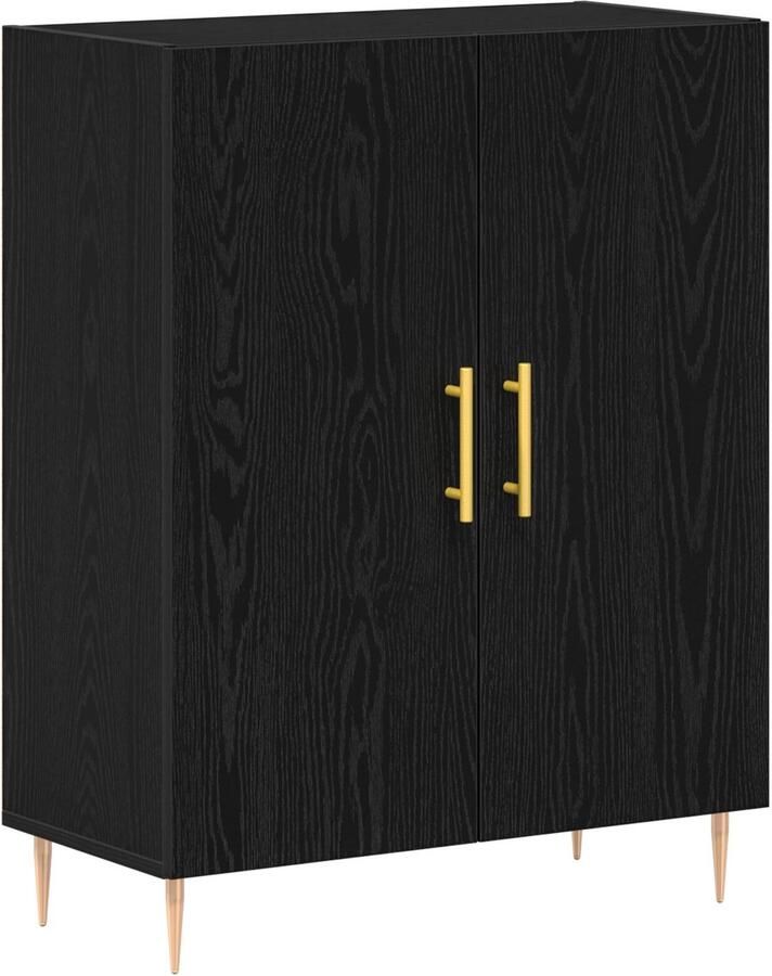 VidaXL Zijtafel Zwart Eiken Hout Middelgroot Deuren Zijtafel - Foto 2