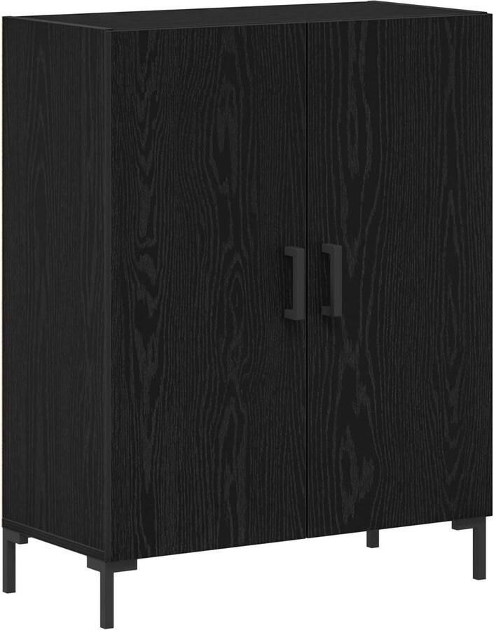 VidaXL Dressoir Zwart Eiken Massief Eikenhout Metalen Poten Standaard