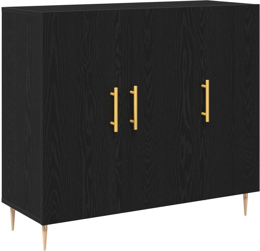 VidaXL Sideboard Zwart Eikenhout Hout 90 x 34 x 80 cm Opslag Buffet