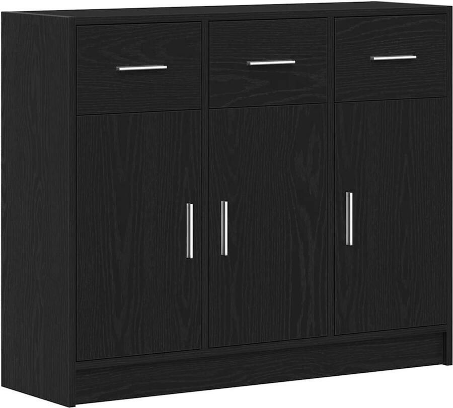 VidaXL Dressoir Zwart Eiken 91x28x75 cm Engineered Wood