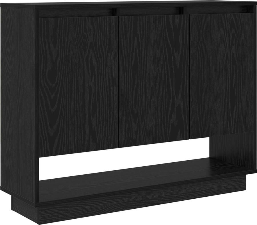 VidaXL Dressoir met plank met de deur Zwart eiken 97 x 29 x 75 cm Bewerkt hout