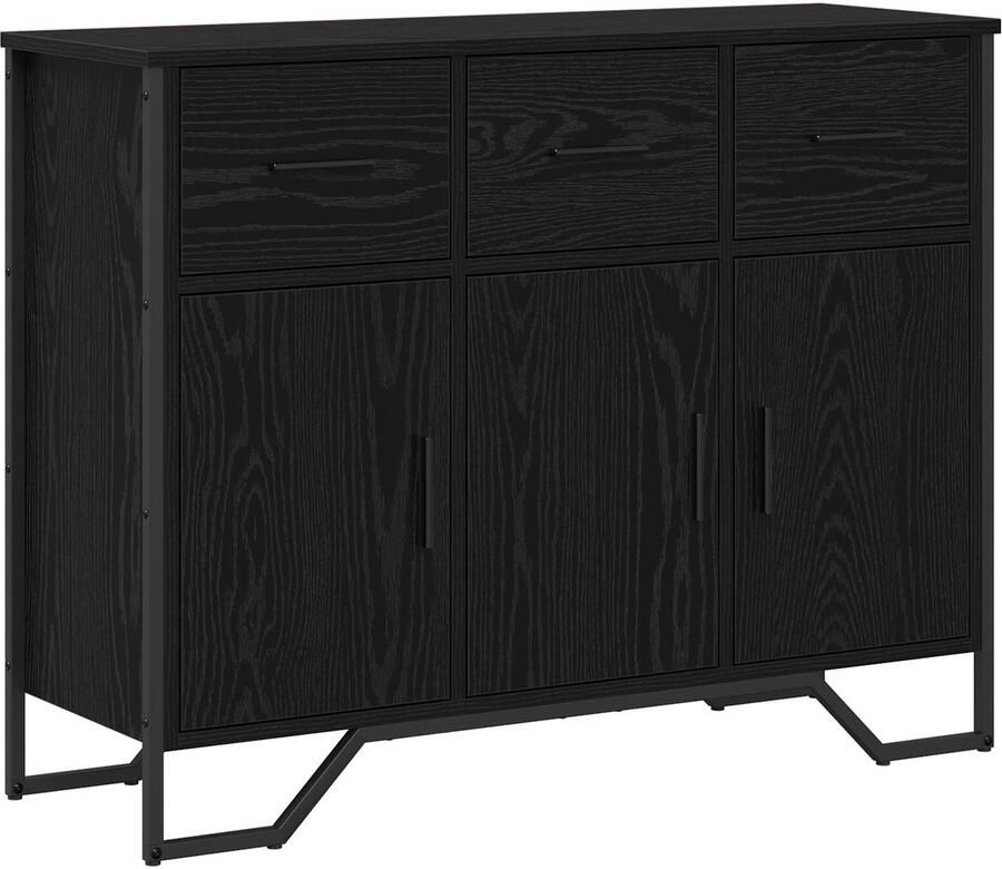 VidaXL Dressoir Zwart Eiken 97 x 32 5 x 74 5 cm Bewerkt hout - Foto 2